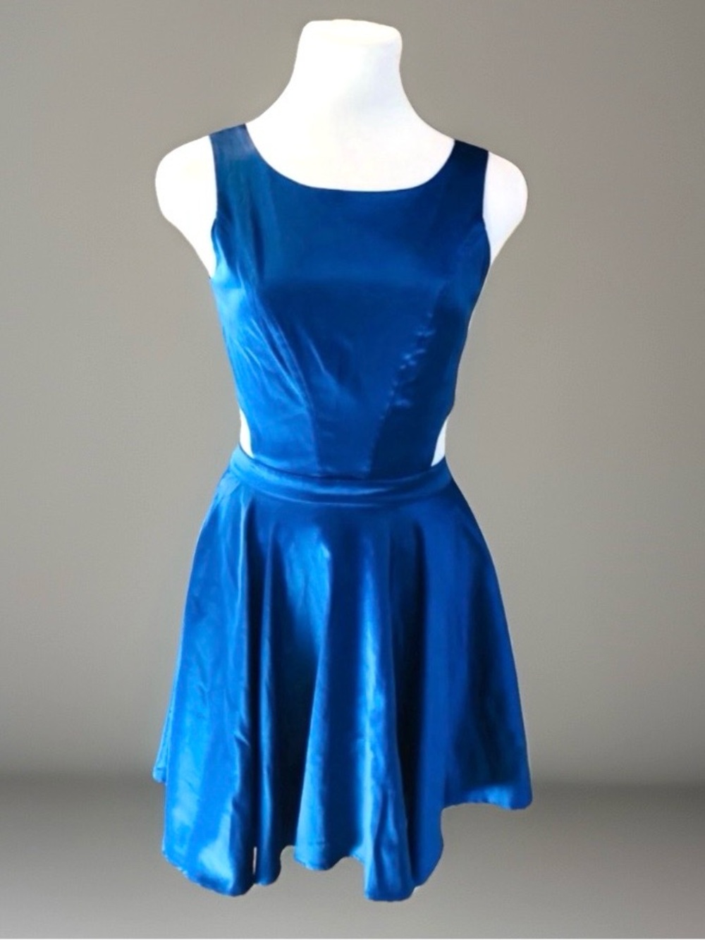 FOREIGN EXCHANGE Blue Black Mesh
Zipper Accent Cut Out Steampunk Dress SM